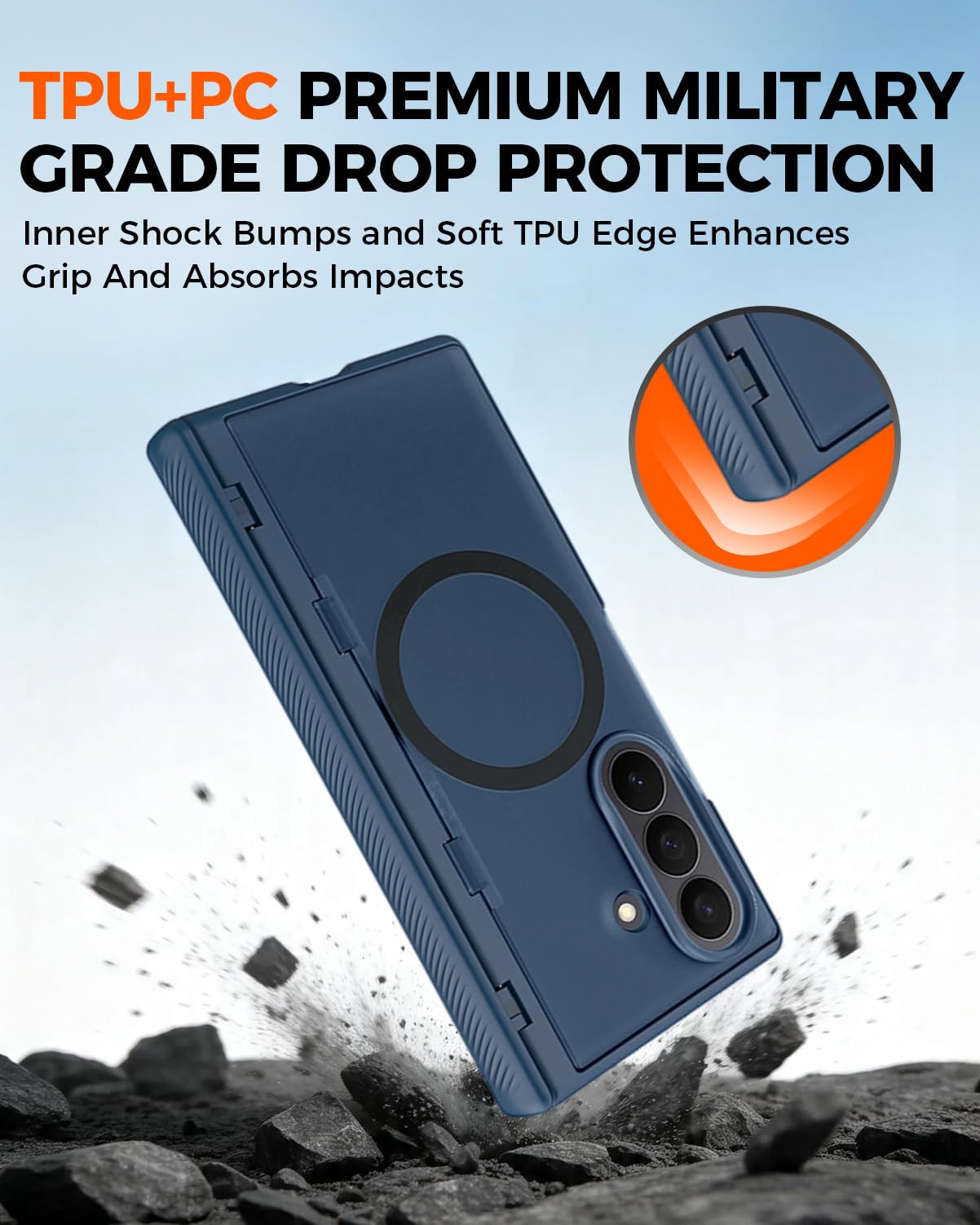 NINKI Funda con función atril para Samsung Galaxy Z Fold 8 Ultra compatible con Magsafe, funda protectora de pantalla con bisagra trasera transparente resistente para Samsung Z Fold 8 Ultra, funda con