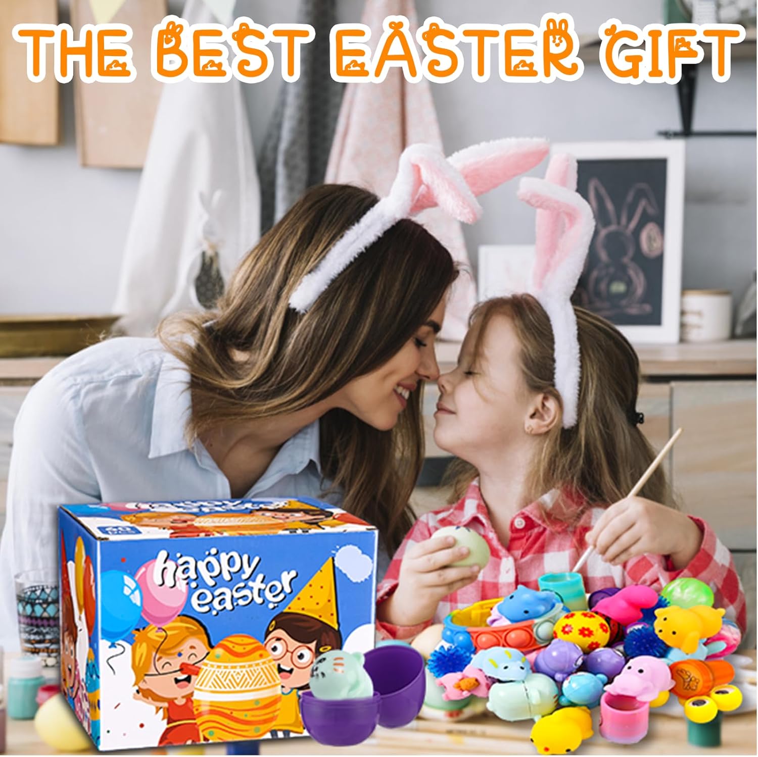 60PCS Prefilled Easter Eggs with Toys Inside, Easter Basket Eggs Filled Stuffers, Easters Theme Party Favors Fidget Hunting Assortment Toys, Treasure Box Party Supplies