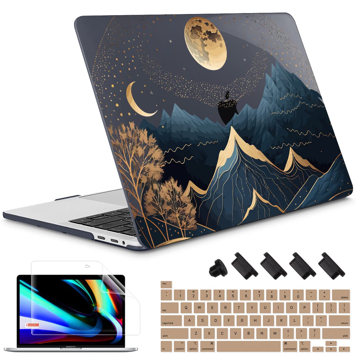 May Chen Compatible with MacBook Pro 16 inch Case 2020 2019 Release A2141 with Touch Bar&Touch ID, Plastic Hard Shell Case with Keyboard Cover + Screen Protector, Traditional