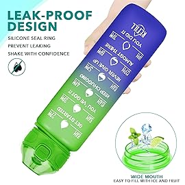 Enerbone 32 oz Water Bottle with Times to Drink and Straw, Motivational Drinking Water Bottles with Carrying Strap, Leakproof BPA & Toxic Free, Ensure You Drink Enough Water for Fitness Gym Outdoor