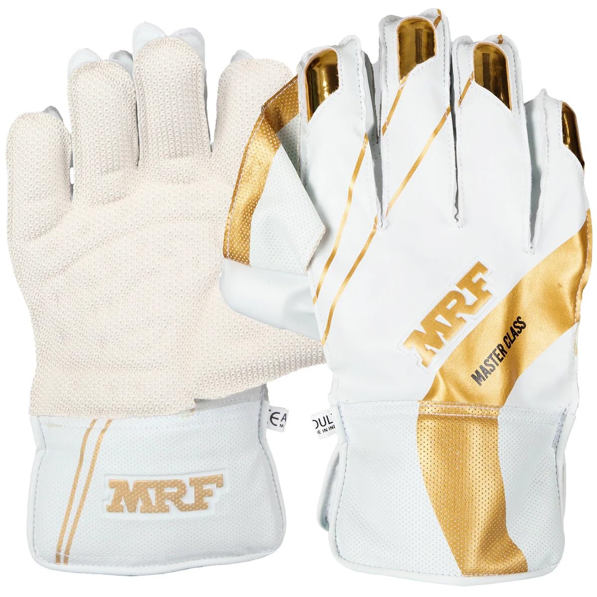 M*R*F Master Class Cricket Wicket Keeping Gloves, White with Orange and Green | Rubber Palm with Finger Cap for Maximum Protection | Soft Padded Lining | (Master Class- White/Orange/Green, Mens)-image-20