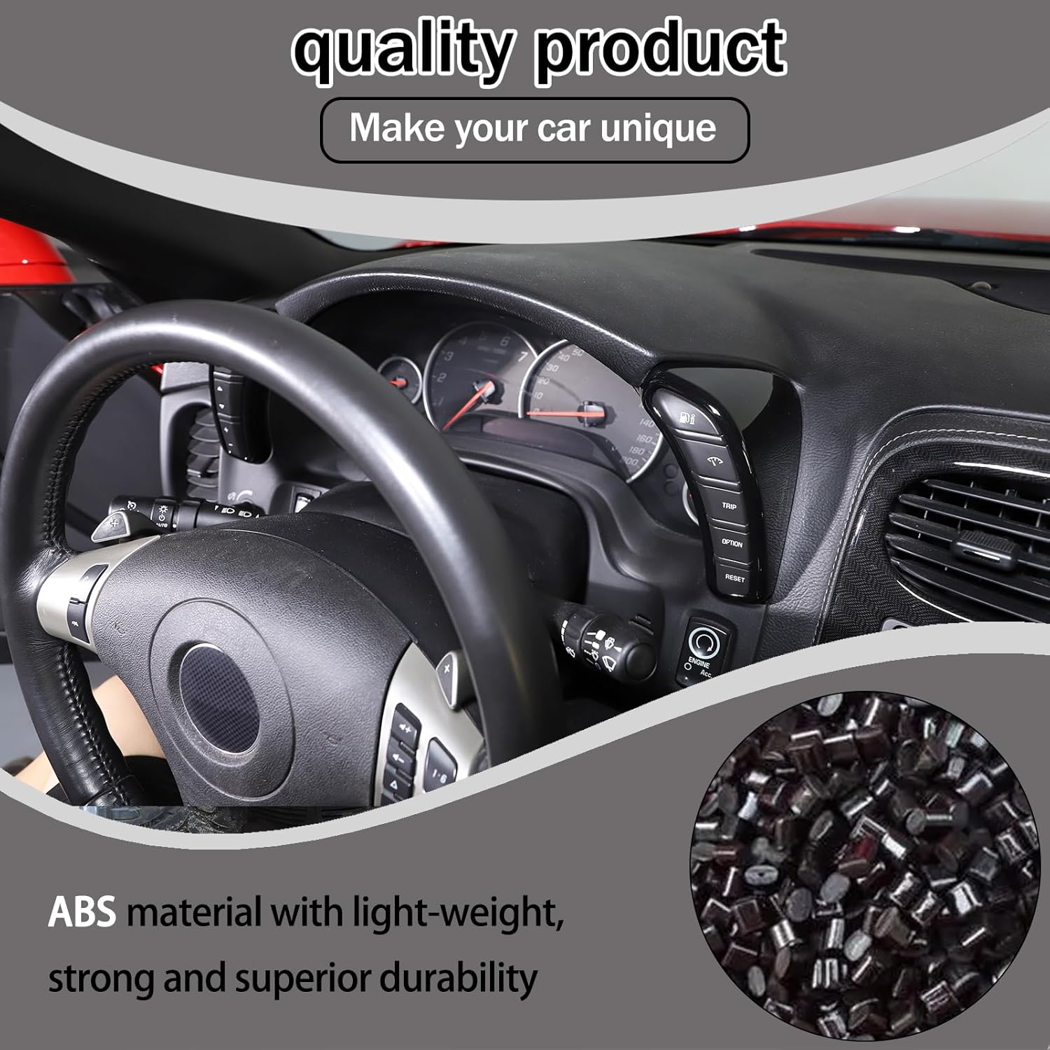 Lcojicep Car Both Sides Dashboard Button Switch Interior Trim Cover Compatible with Chevrolet Corvette C6 2005-2013 ，Side Speedometer Dashboard Multi-Function Button Frame Cover (Piano Black)