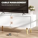 HOMCOM TV Stand Cabinet for TVs up to 55 Inches, Entertainment Unit with Storage Shelves and Wood Legs for Living Room, White