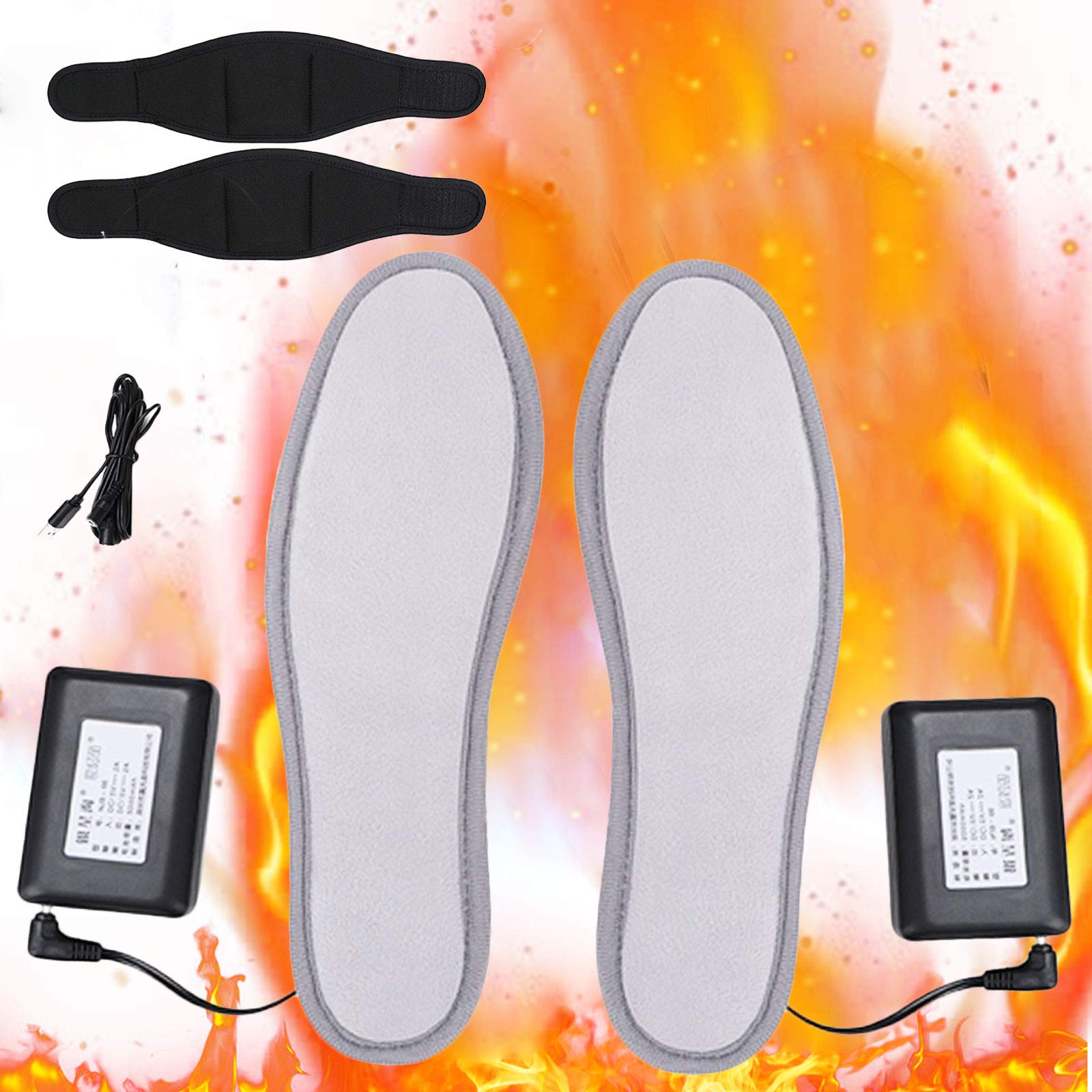 NANANA Semelles Chauffantes Électriques USB Portables Chauffe-Pieds Électriques Semelles Chauffantes Lavables Semelles Thermiques Coupables pour Le Ski, la Pêche, la Randonné,40