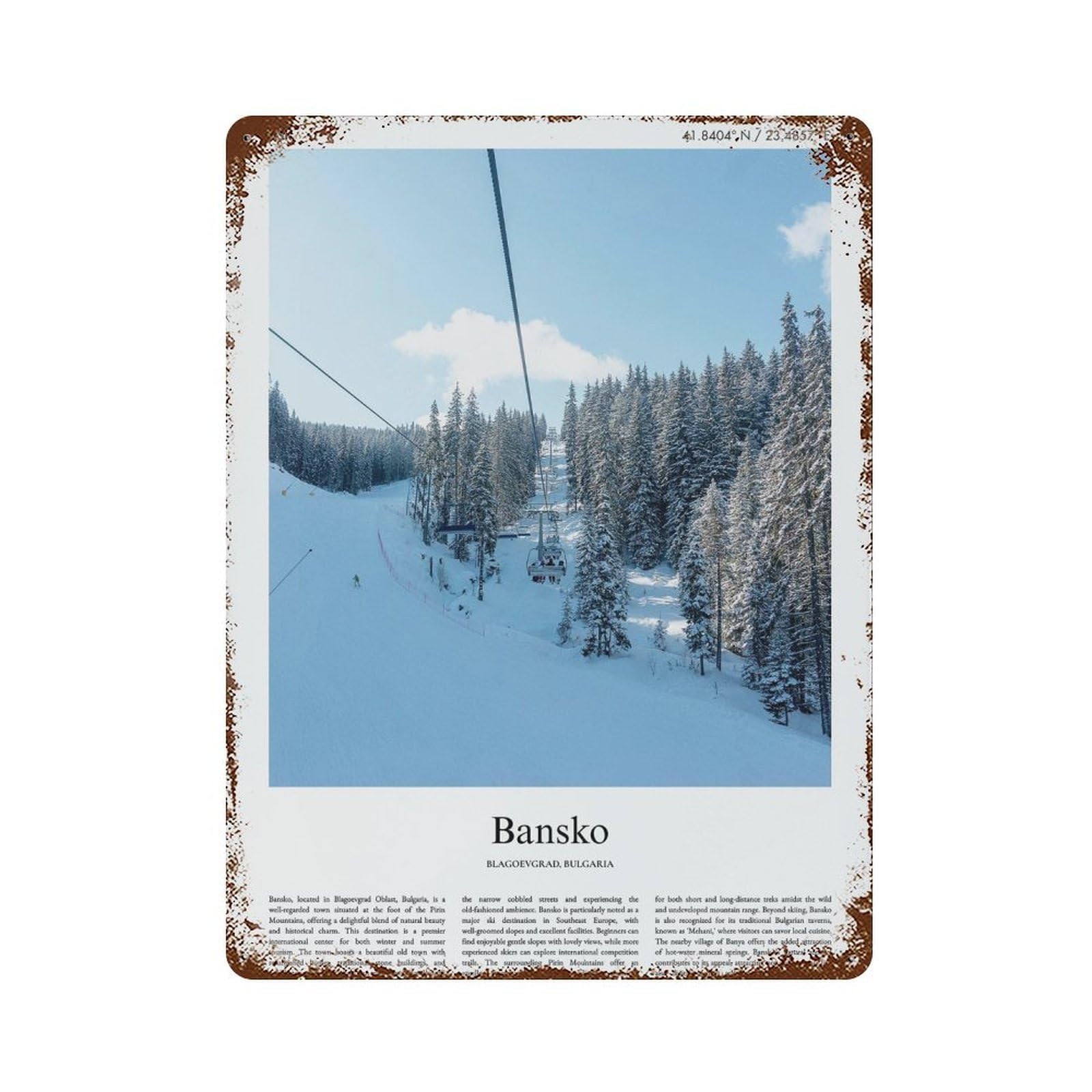 xiaoxiaoshen Bansko Blagoevgrad, Bulgaria City Scenery Wall Decor Art Metal Tin Poster Modern Home Decor Art Home Bar Shop Decorations Vintage Sign 40x30cm