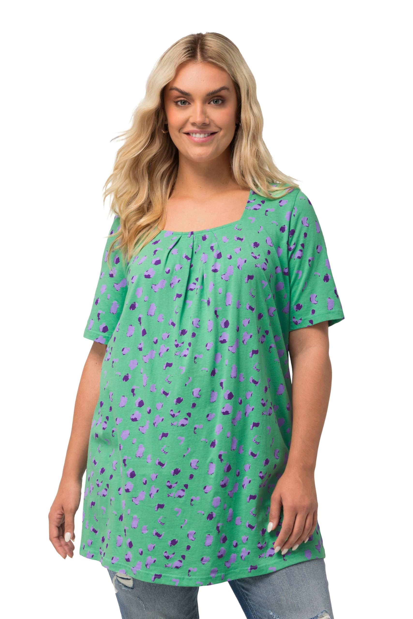 Ulla Popken Women's Long Shirt Nightdress, Green, 46-48