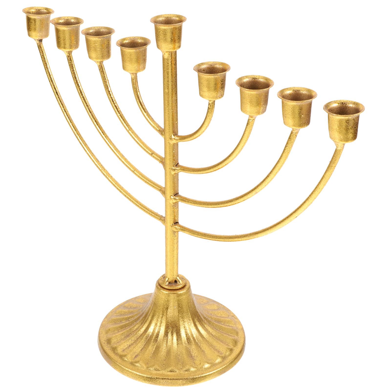 Menorah Vintage In Ferro Dorato Per Hanukkah – Portacandele 9 Teste, Ramo Staccabile, Diametro Candela 1,5 Cm, 23x20x9 Cm - 5