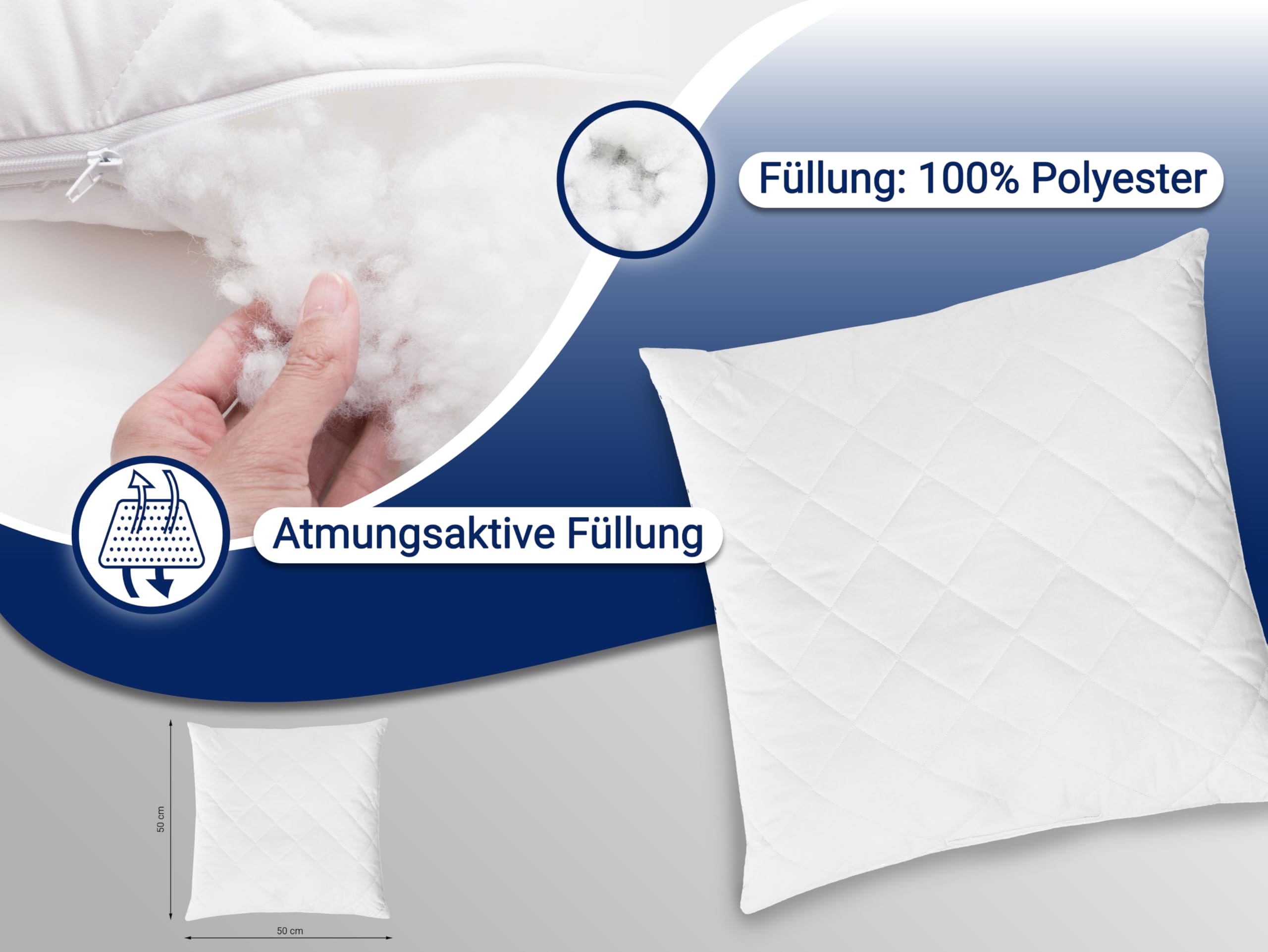 ZOLLNER 2er Set Kopfkissenbezug mit Edelweißmotiv inkl. 2er Set Dekokissen 60% Baumwolle, 40% Polyacryl, Grau