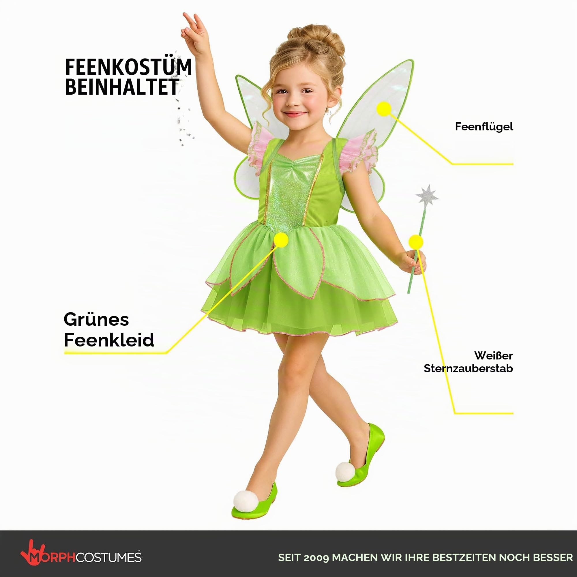 Morph Feen Kostüm Kinder, Fee Kostüm Kinder, Feenkostüm Mädchen, Faschingskostüme Kind, Karneval Kostum Kind