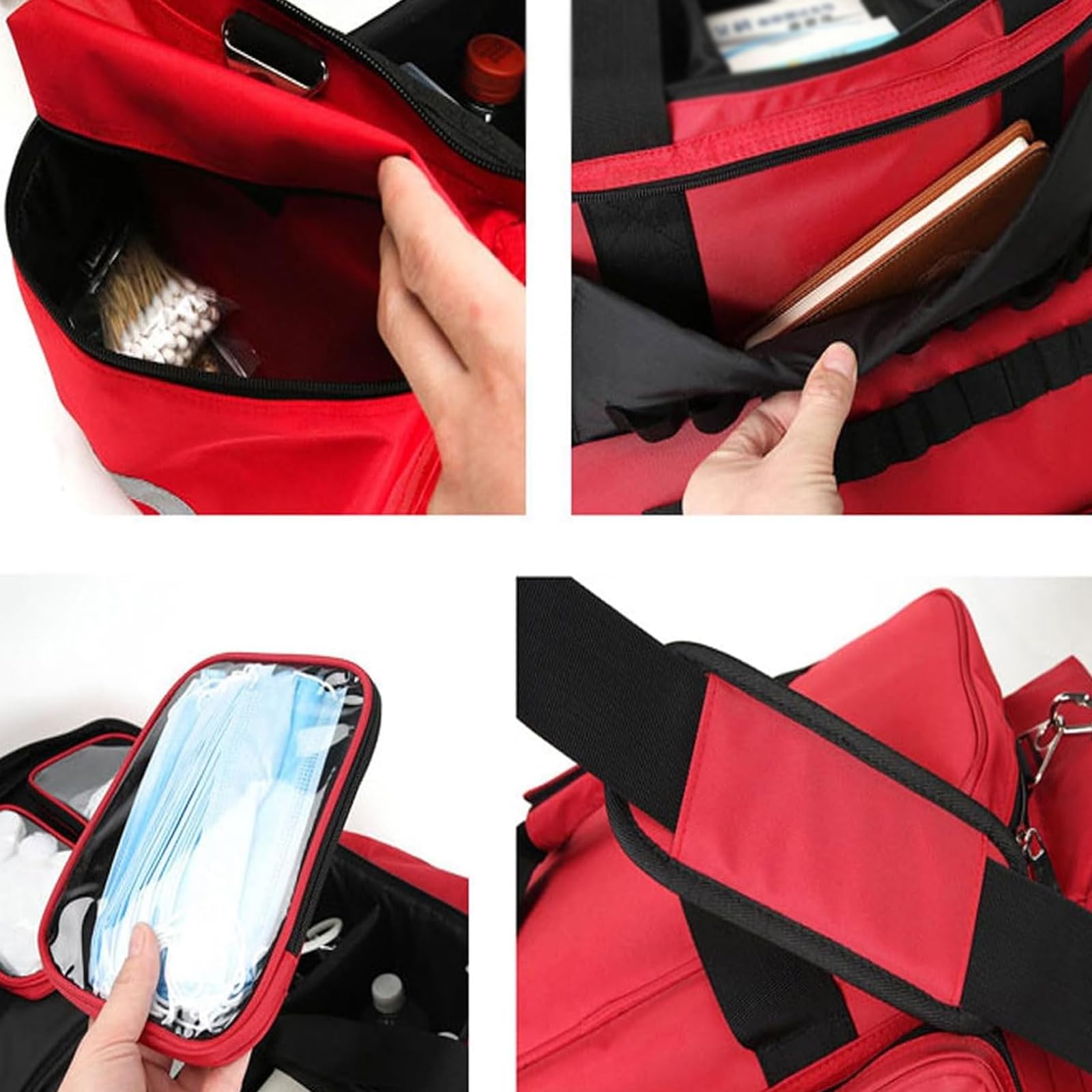 Bolsa de rescate de emergencia, bolsa de primeros auxilios con separadores interiores y ribete reflectante, fácil de almacenar para primeros auxilios, atención médica en el hogar, estudiantes de
