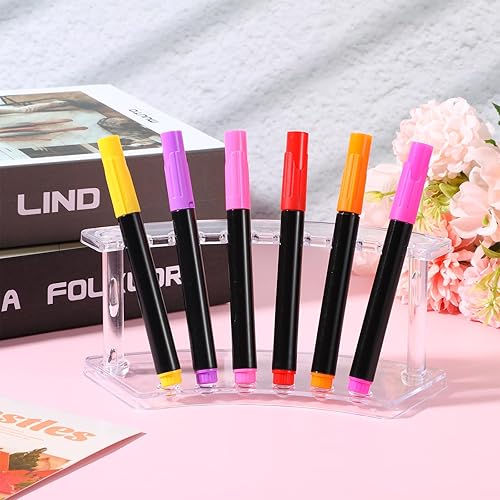 Miniatura 7 de Nodaaiie 12 soportes de exhibición de acrílico para bolígrafos, organizador transparente de 6 ranuras para brochas de maquillaje, bolígrafos de