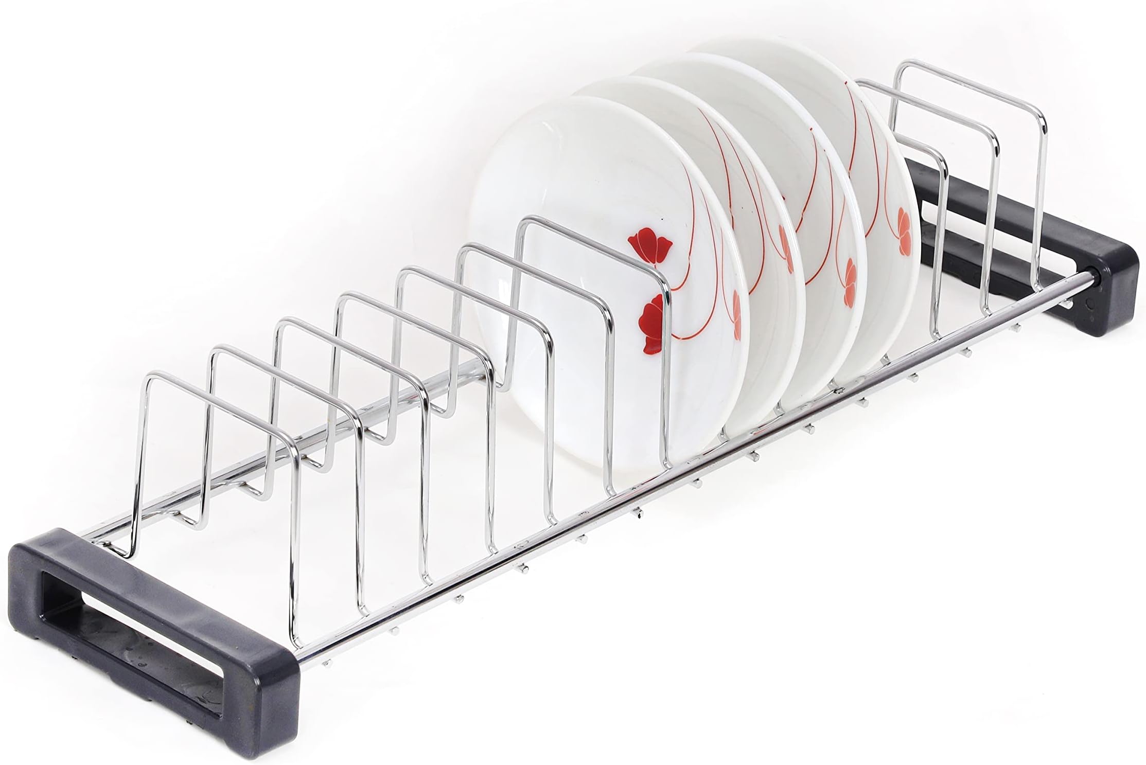 FIT N FORGETEXPERT KITCHEN Stainless Steel Tandem Rack/Cup Saucers Rack/Cup Saucers Stand/Utensil Holder(for 20 INCH Tandem Basket/Rack)(18.5 INCH Length)(Size:-L*W*H=18.5 * 5 * 4 INCH)(13 Sections)