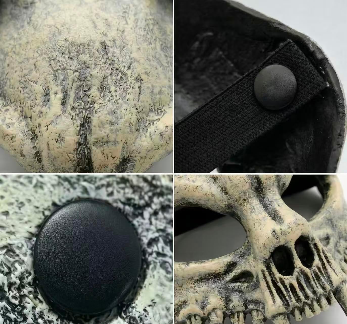 Decorative Cat Skull Half Face Mask, Skeleton Style, Aged Bone Color, Halloween Costume Accessory