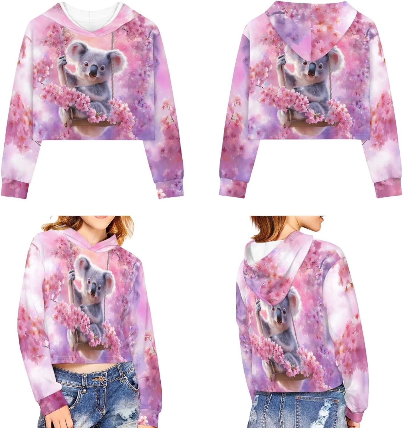 Girls Clothes Set 2 Pieces Long Sleeve Pullover for Kids 5-14 High Waist Flare Pants Soft Cozy Crop Tops Hoodies