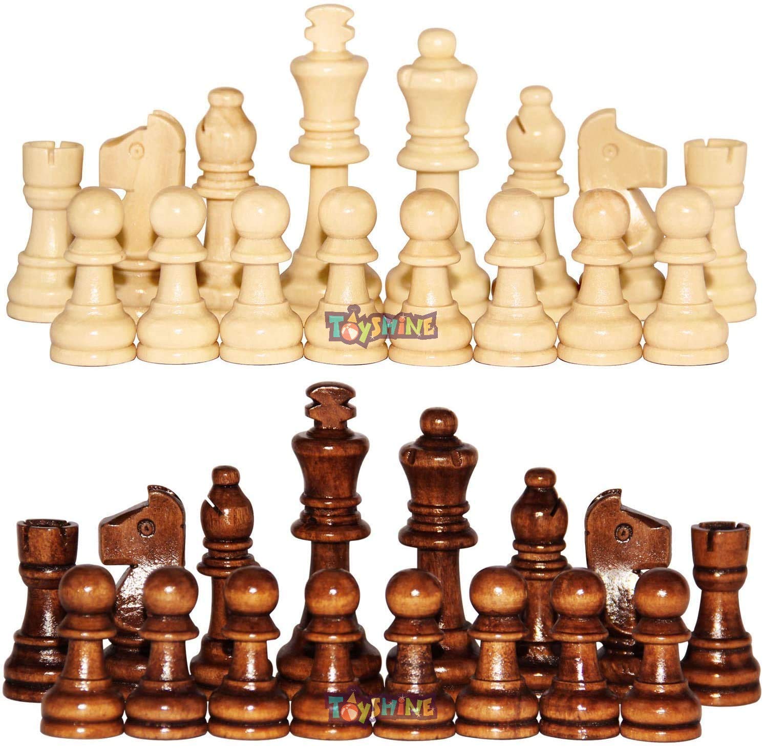 Toyshine Wooden Chess Pieces, Tournament Wood Chessmen Pieces Only (7 cm King Figures) Chess Game Pawns Figurine Pieces, Color May Vary (SSTP) - B for 4 years and up
