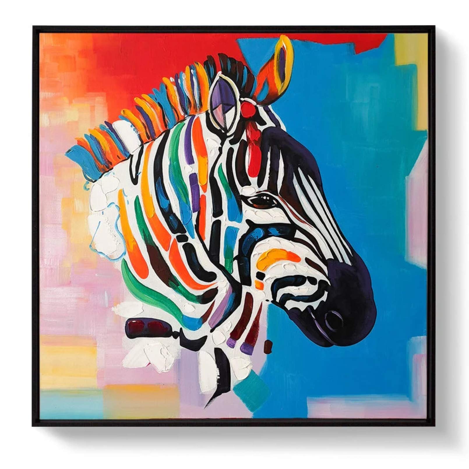 Peinture à l'huile de zèbre coloré fait main sur toile BAJIE sans cadre