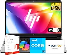 HP 15.6" FHD New Business Laptop 2025/2026 Edition, Intel 13th High-Performance 6-core i3 CPU, 16GB RAM, 512GB SSD, Long Battery Life, Ethernet & SD Card, Win 11 Pro with Microsoft Office, WOWPC USB