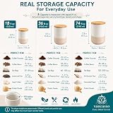vancasso Sabine Canister Sets for Kitchen, Ceramic Kitchen Canisters for Countertop with Airtight Wood Lids, Large Flour and Suger Containers for Coffee, Tea, Spice (Set of 3) - 5