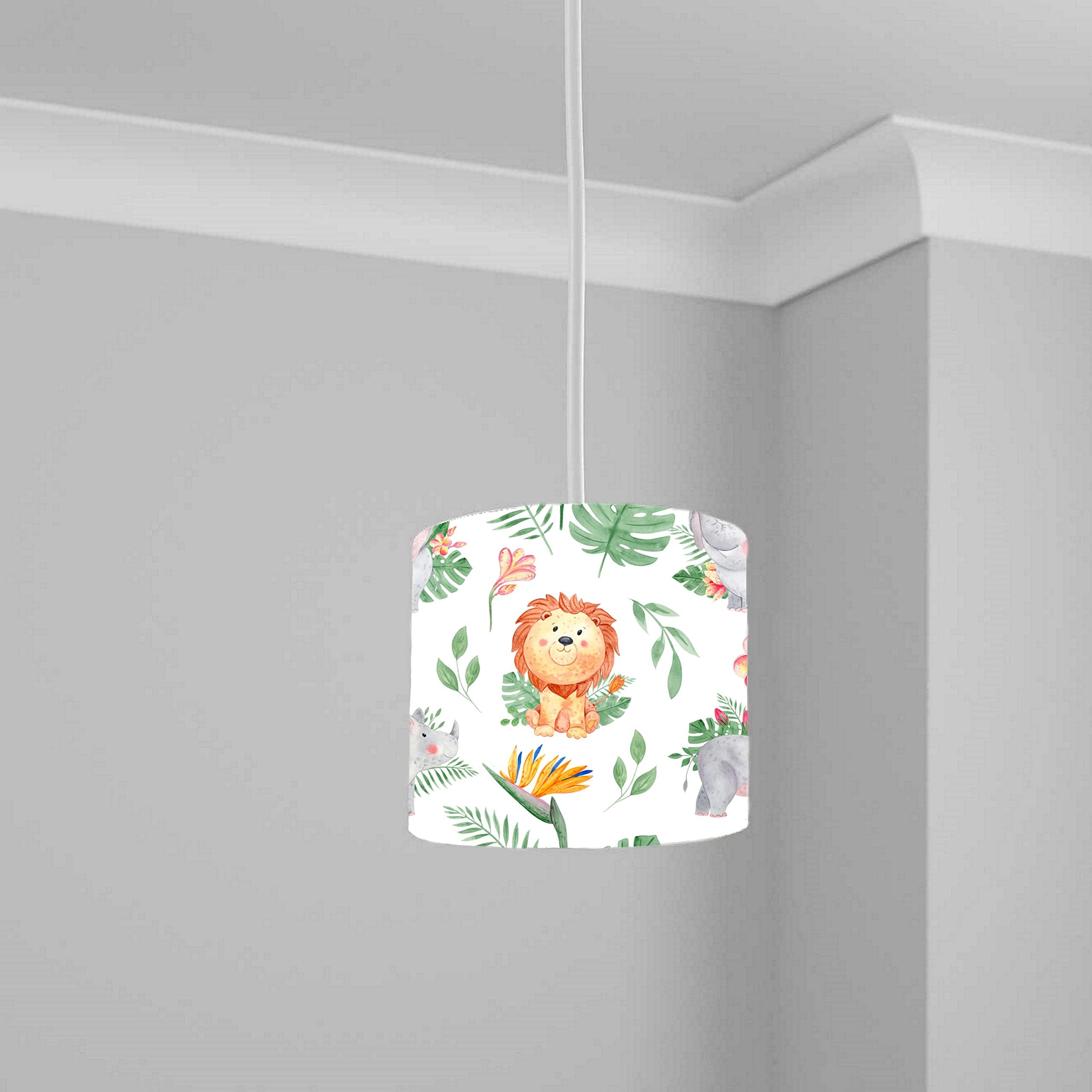 Jungle Safari Animal Print Ceiling Lampshade Lightshade for Nursery - 20cm x 18.5cm