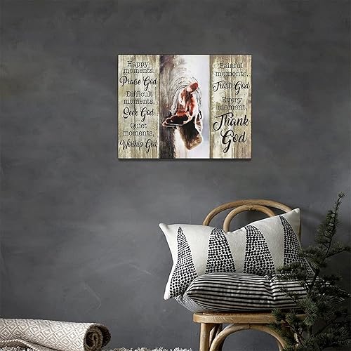 Vista 17 de Póster en lienzo con imágenes de Jesús, león y cordero, impresión en lienzo con texto en inglés "God Bible Christian Religios" para pared, pintura