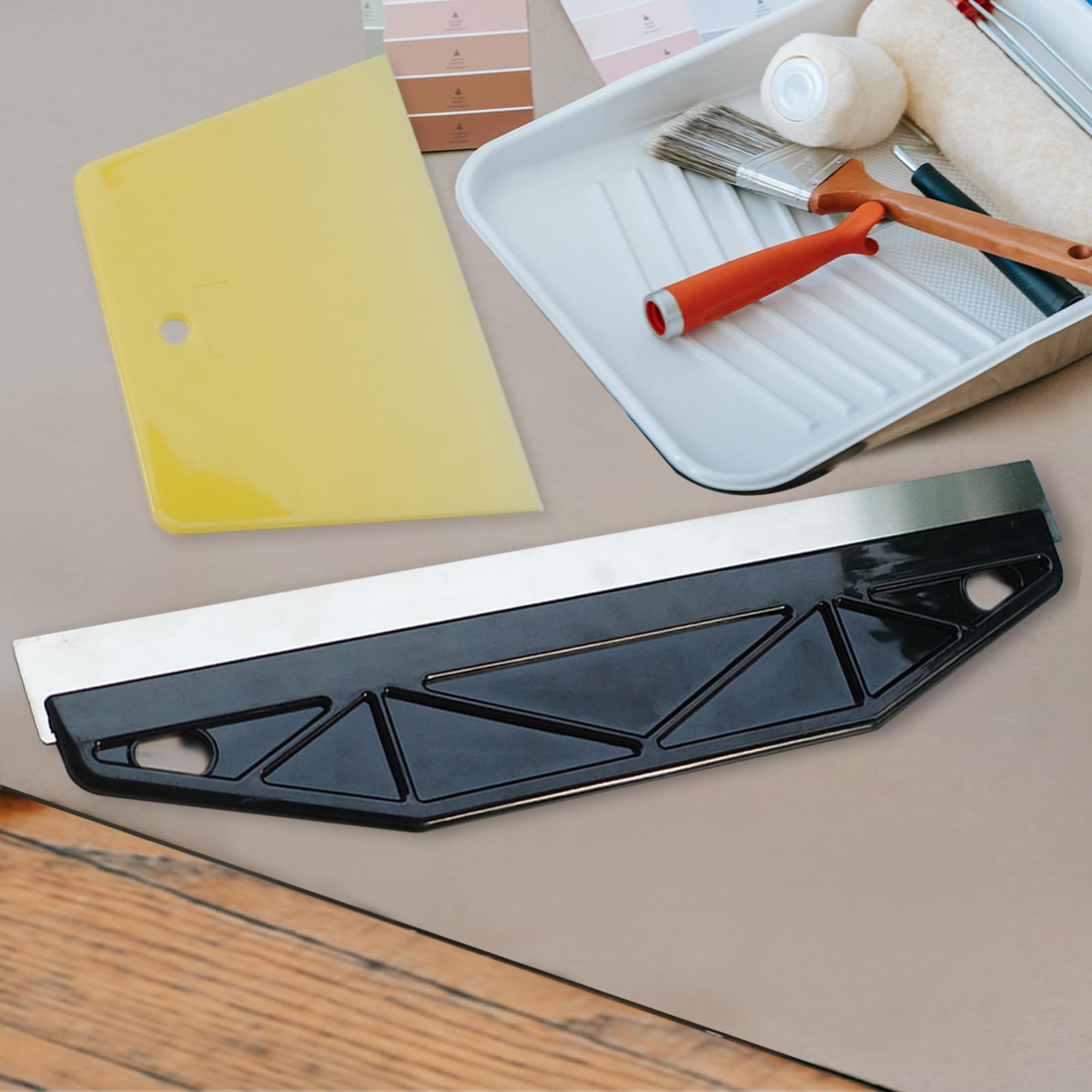 Kit di Strumento per Lisciare Carta da Parati Nero, 2 Pezzi Spatola per Appendere Carta da Parati, Dritto Bordo Vernice Carta da Parati Raschietto, Multiuso Strumento per Prevenire Bolle Applicare