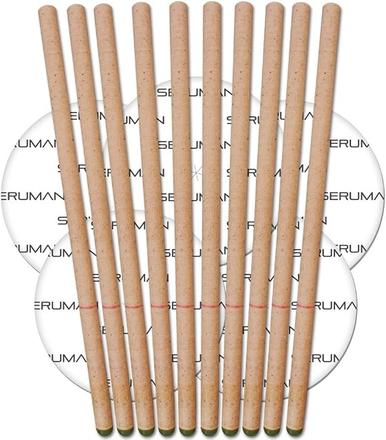 Natural Seruman Therapeutics Beeswax Ear Candles (5 Pairs) with Protective Discs