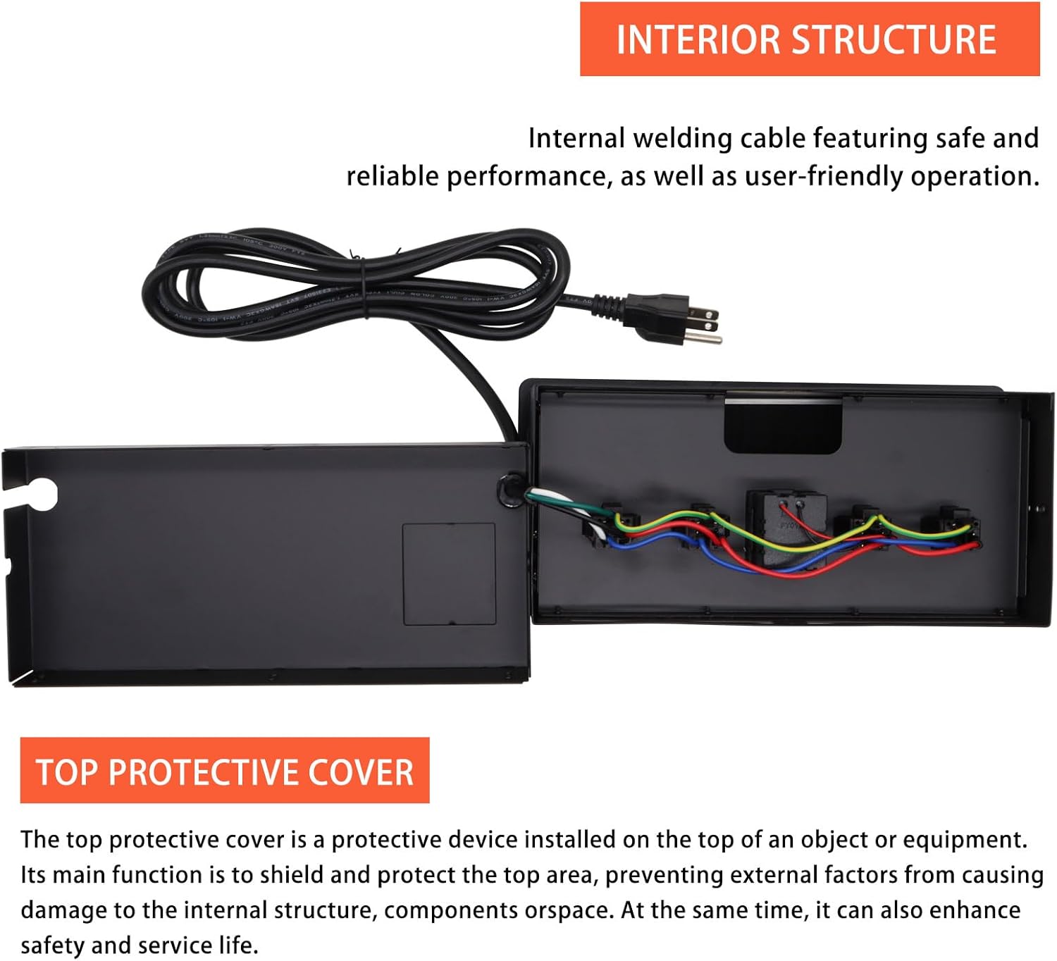 Embedded mesa Power Outlet Box;Conference Table Power Hub; 4 AC TR Outlets, USB-A USB-C PD 20W Fast Charging 6.5FT 16 AWG UL Cable for Office Home - Brushed Black