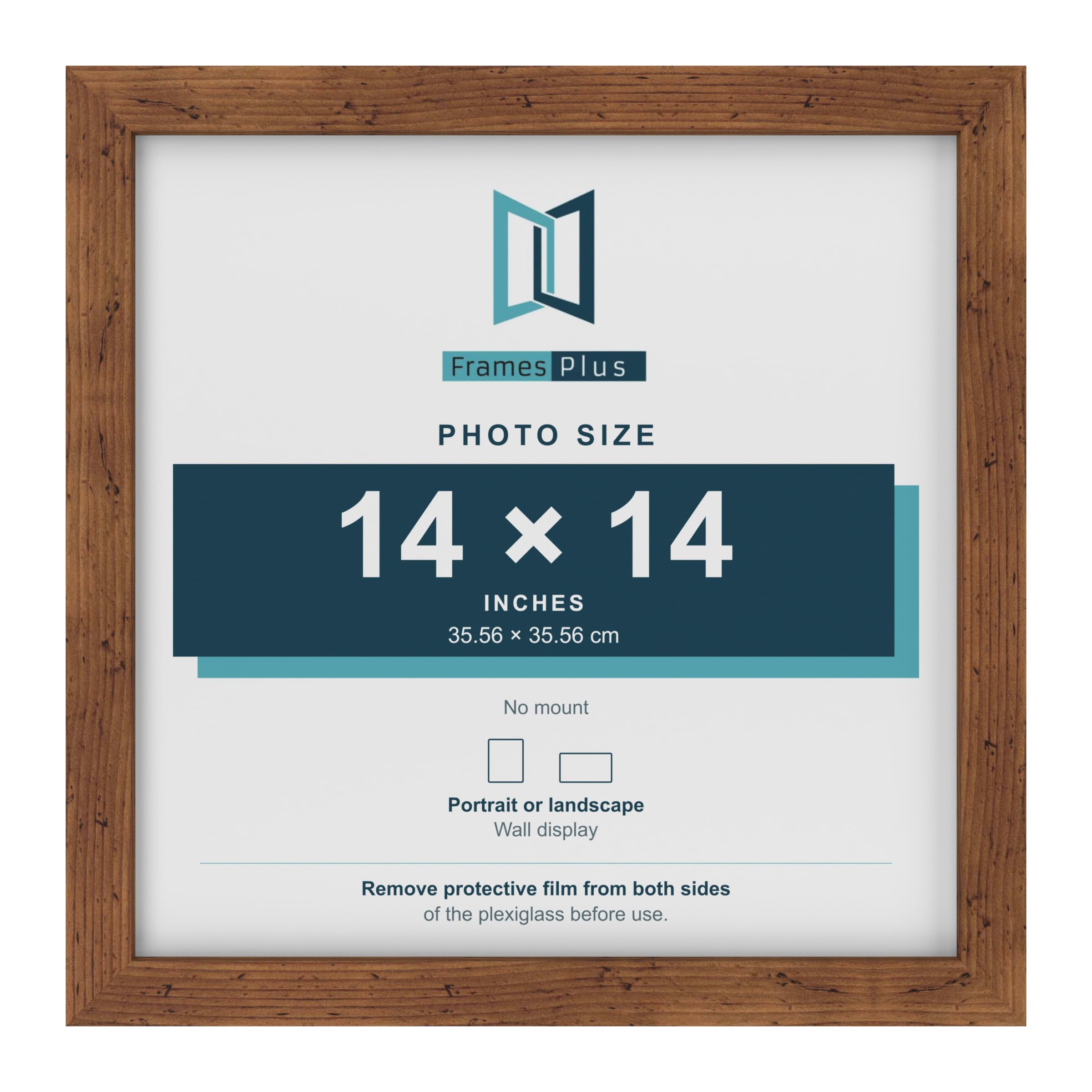 FramesPlus 14x14 Inch Deep Square Photo Frame, Rustic, 3cm Thick Wall Frame โ image 1