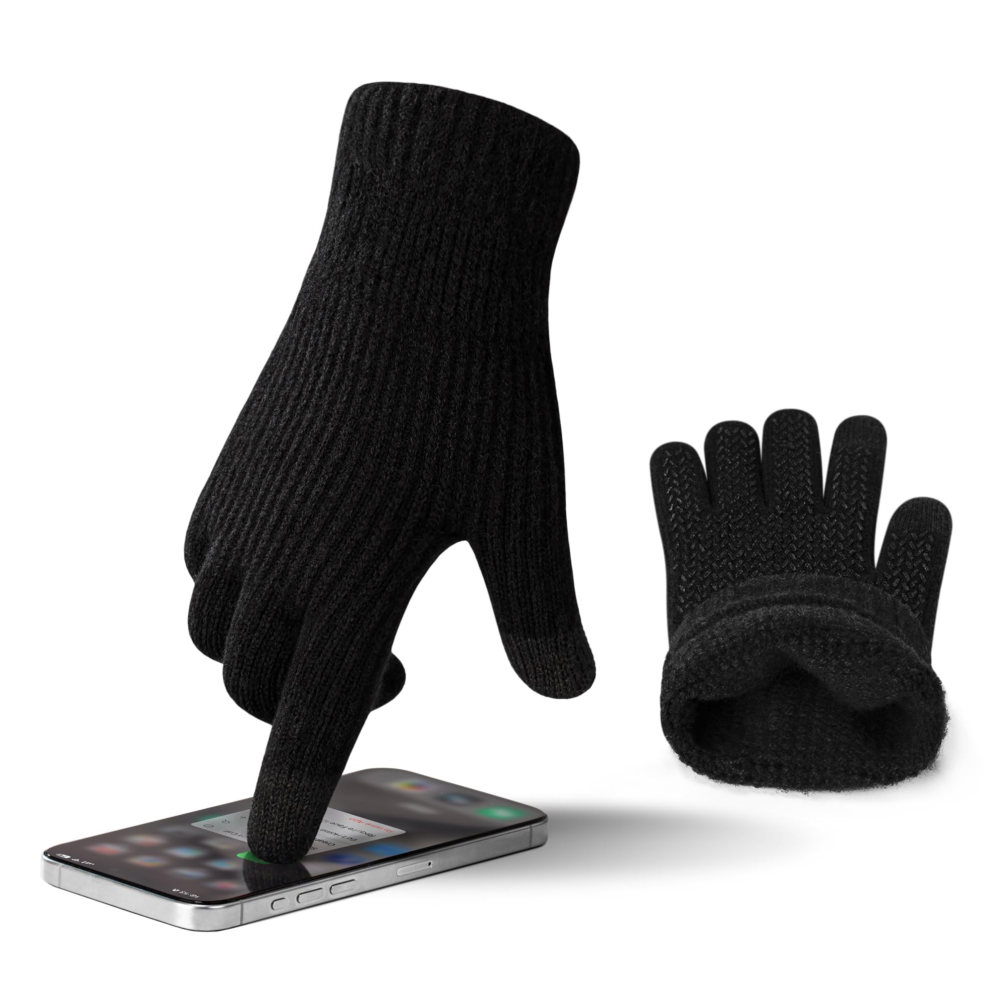 ineepor Guanti Invernali Uomo Donna,Guanti Touchscreen di Alpaca Termica,Guanti in Calda Lana Antiscivolo per Guida Computer Smartphone Lavoro,Guanti Sportivi Anti-Freddo per Sci,Ciclismo,Moto,Corsa
