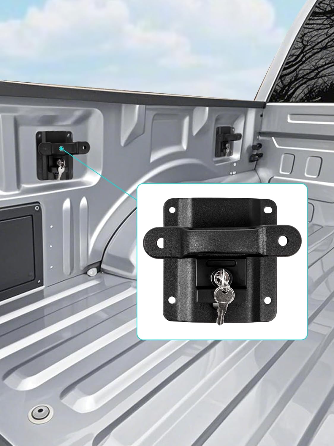 Truck Bed Tie Down Anchors Compatible with 2015-2025 F150 F250 F350 Box Link Tie Downs Plates Brackets for 4 Pack, FL3Z-99000A64-B,FL3Z-9928408-AB