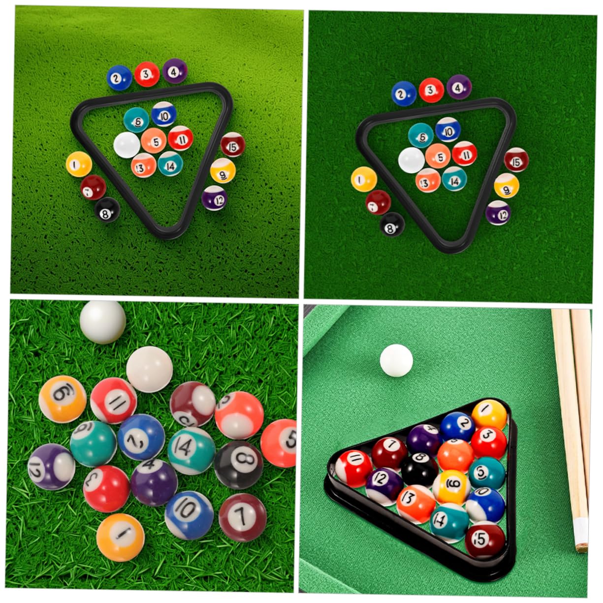 BESPORTBLE Set di 17 Mini Palline da Biliardo in Resina con Supporto Triangolare, per Casa e Scuola, Accessori Versatili per Tavolo da Biliardo per Ragazzi e Ragazze
