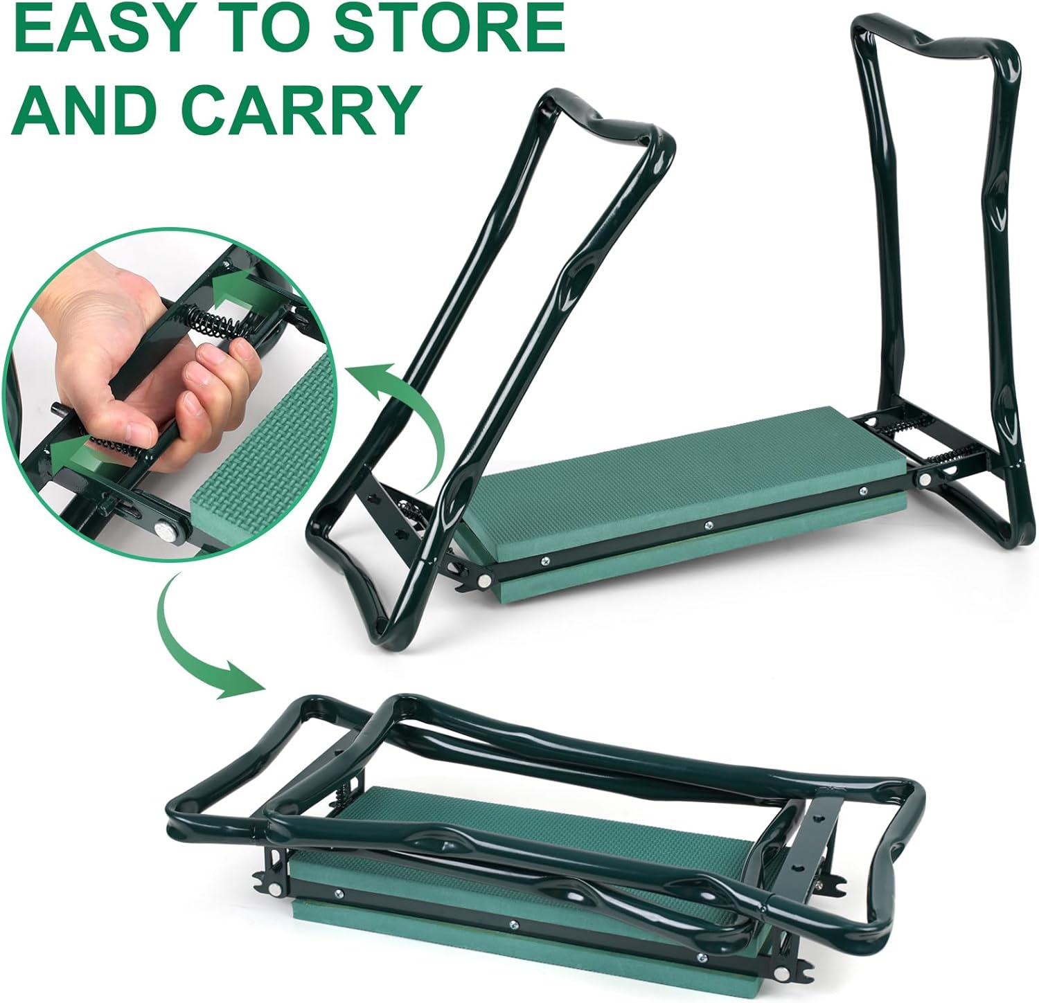 Foldable Garden Kneeler and Seat, Gardening Bench for Kneeling and Sitting, Garden Helper Seat with Tool Pocket, Eva Soft Foam Pad for Kneeling and Seating, Gifts for Women Men Seniors Gardener