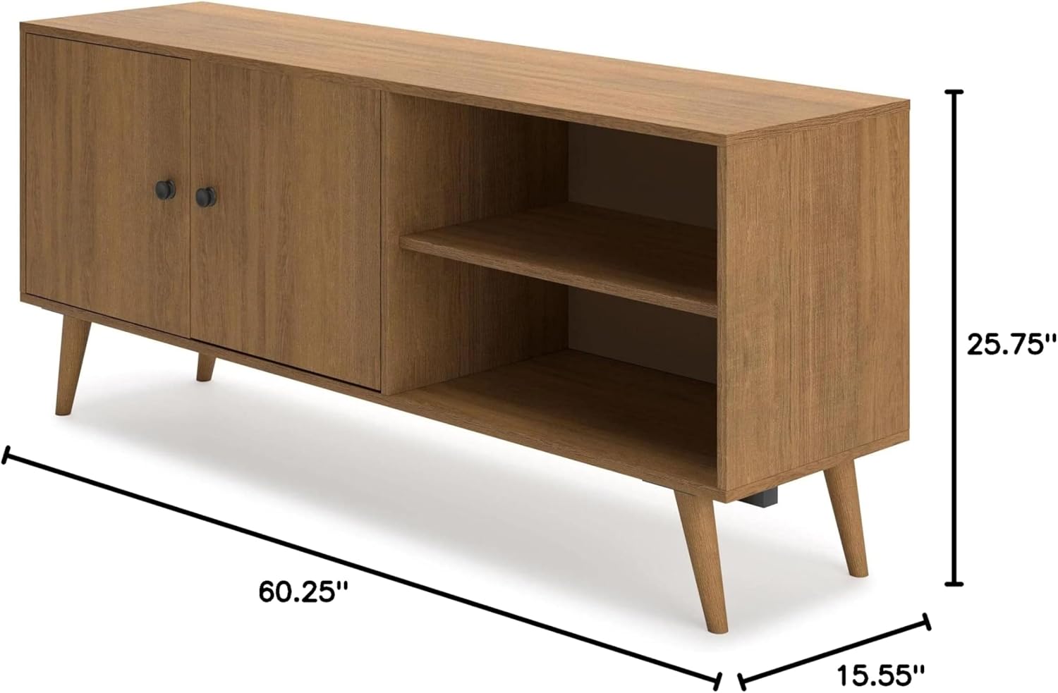 Modern Linear Brown TV Stand with Cabinet and Cord Management