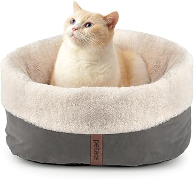 Cat Bed with Pet Pad, 17.7"13.7", Gray | Self Warming, Anti-Slip Bottom, Noiseless Design, Washable & Shape-Retaining, Ideal for Kittens, Cats, Puppies & Small Dogs