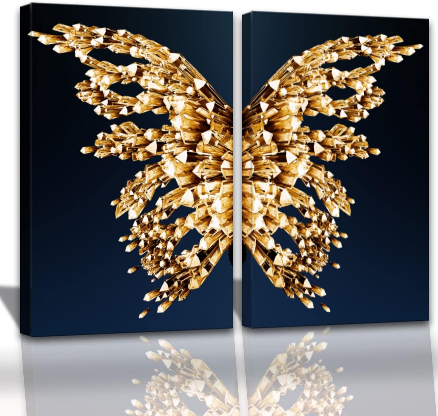 Nordic Butterfly Wall Art Framed Canvas Prints Abstract Golden Butterfly Wing Poster Painting Picture Decor For living room Office Decorations Ready to Hang gifts