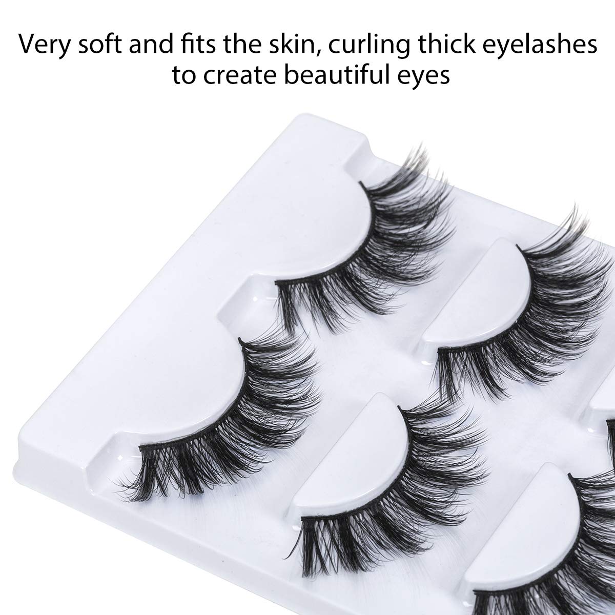 DYSILK Reusable Self Adhesive Eyelashes - False Eyelashes 3 Pairs 6D Faux Mink lashify - Lashes Natural Look Wispy Fluffy Cat Eye Lashes Pack Extension |001-0.7 inch