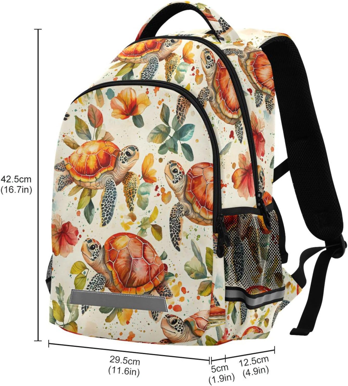 Turtle Backpack for Students Boys Girls Animal Tile Turtle Pattern School Bag Travel Daypack Rucksack - Image 5