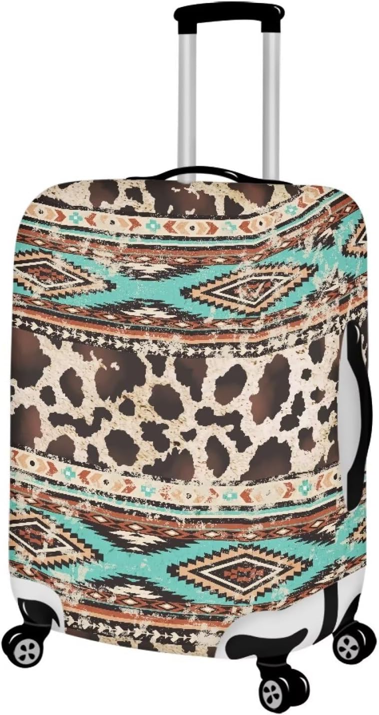 Travel Luggage Cover, Aztec Tribal Ethnic Style Cow Hide Print Washable Elasticity Baggage Covers Suitcase Cover Protector for Luggage 29-32 Inch (XL)