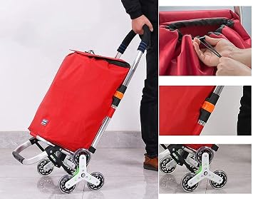 foldable shopping trolley Cart with wheels Folding Shopping Trolley Cart Shopping Cart ,Foldable Shopping Trolley On 3 + 3 Wheels, Lightweight Shopping Cart With Insulated Bag, 50kg Large Capacity
