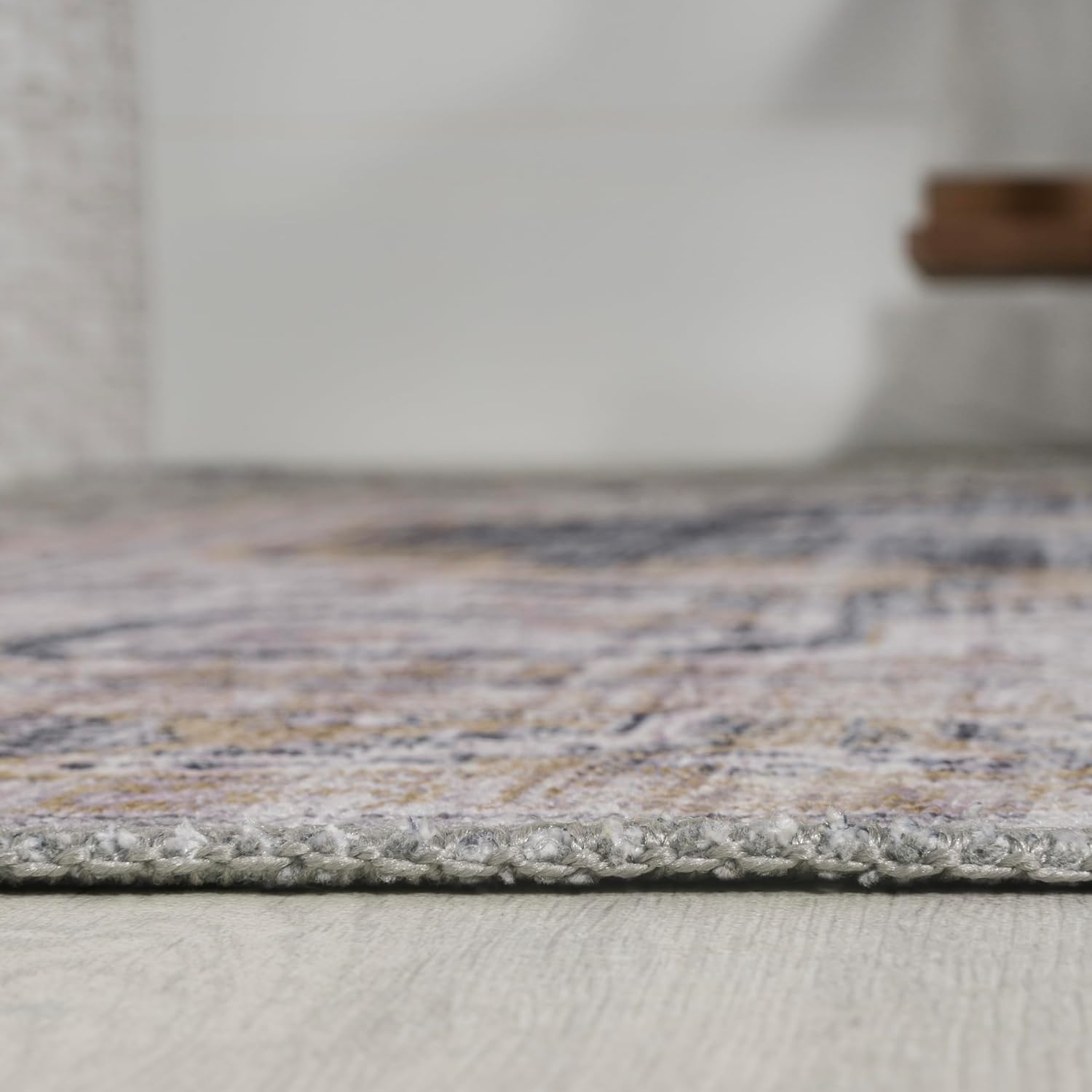 JONATHAN Y Machine Washable Dark Gray/Yellow Runner Rug 2X8 ft, Chenille Cottage Medallion for Living Room, Bedroom, Kitchen, Office, Easy-Cleaning, Pet-Friendly, Non-Shedding WSH202C-28