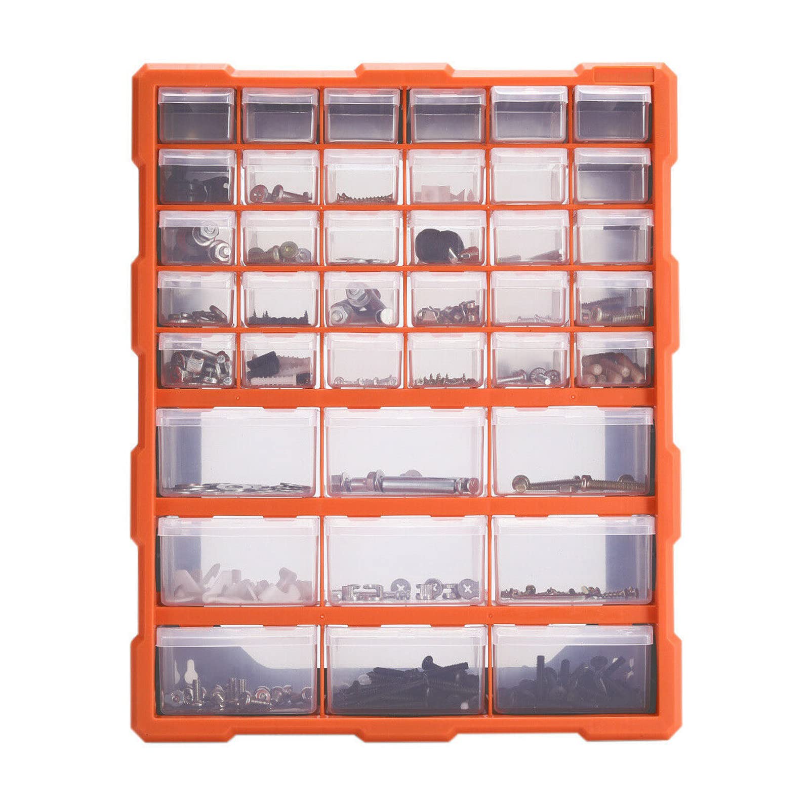 iropro 39 Multi Drawer Tools Cabinets Tool Boxes, DIY Tool Bits Storage Organiser, Small Parts Hardware and Craft Cabinet Orange Wall Mount or Free Standing