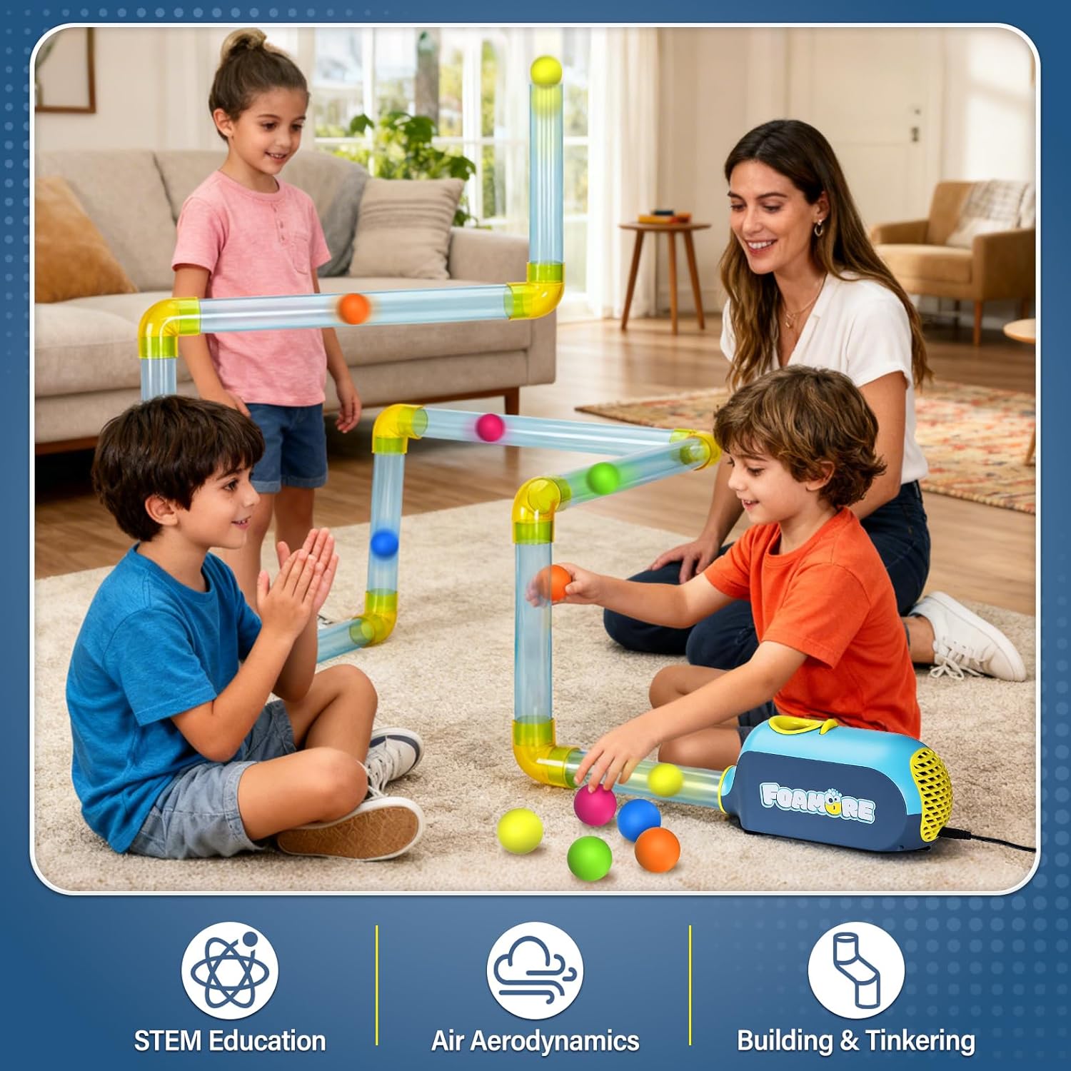 Tube Kit for Airflow STEM Toy, Air Tubes Toy STEM Kits Building Toys, Education, Air Aerodynamics, Building & Tinkering