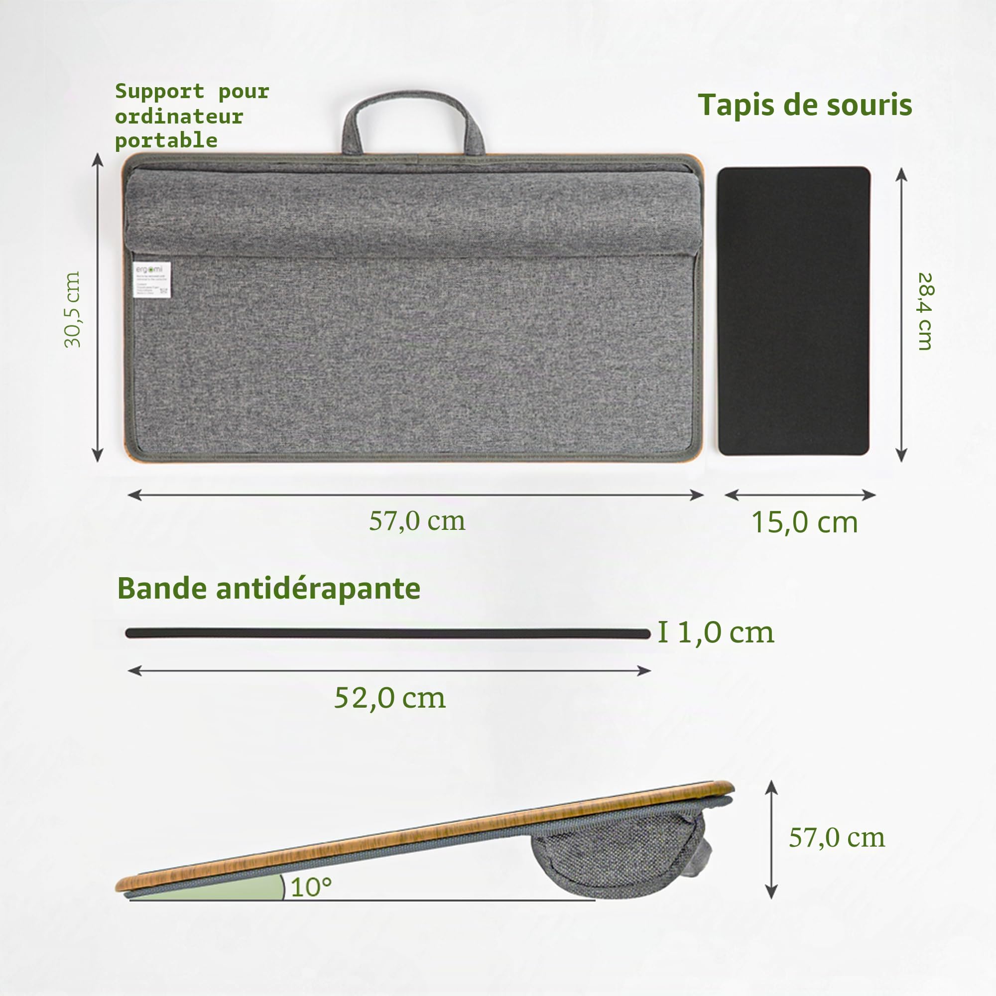 Plateau Ordinateur Portable en Bois Ingénieré avec Coussin Doux, Support de Genoux avec Repose-Poignet, Tablette de Lit pour Ordinateur Portable Jusqu’à 17 Pouces (Grand - Motif Bois)