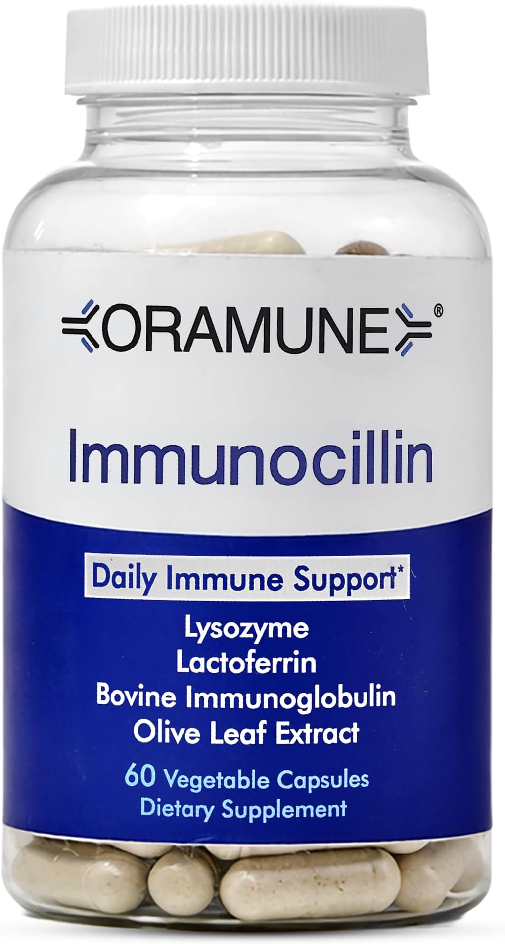 ImmunoCillin Immune Support Supplement with Lactoferrin, Lysozyme, Bovine Immunoglobulin & Olive Leaf Extract – Supports Immune Defense, Strengthens Cellular Function for Adults – 60 Capsules