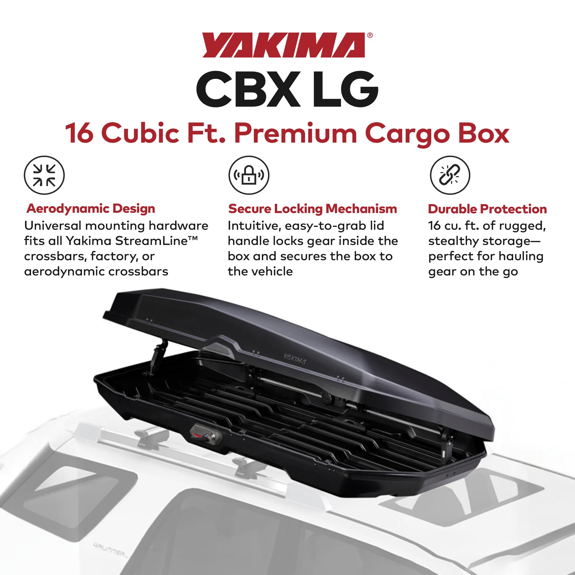 Yakima CBX LG 16 Cubic Foot Vehicle Rooftop Premium Cargo Rugged