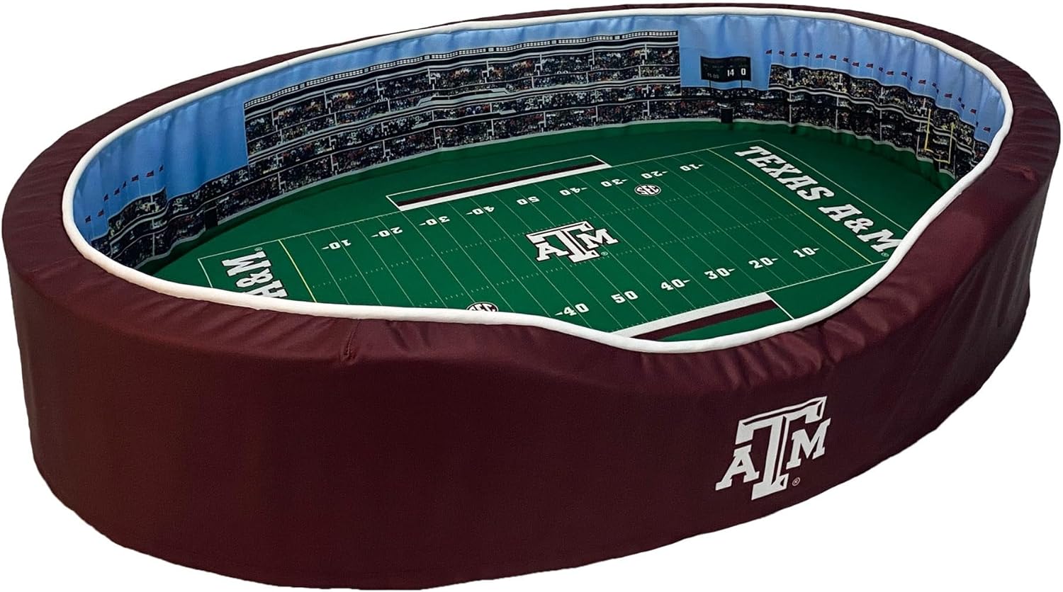 StadiumSpot Officially Licensed NCAA Premium Oval Dog Bed, Texas A&M, Large