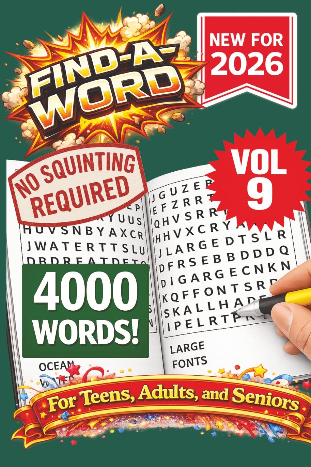 FIND-A-WORD Search Puzzle Book- New for 2026! 4000 Words-NO SQUINTING REQUIRED! VOL 9: FIND-A-WORD Search Puzzle book for all ages. Puzzles to keep ... 6x9 Format. (FIND-A-WORD 15 Volume Series)