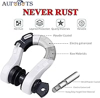 Vista 39 de AUTOBOTS D Ring Shackles Heavy Duty(2 Pack) 68,000 lbs Capacity, Tow Hooks Clevis Shackle with 7/8" Screw Pin for Towing Winch Off Road Accessory
