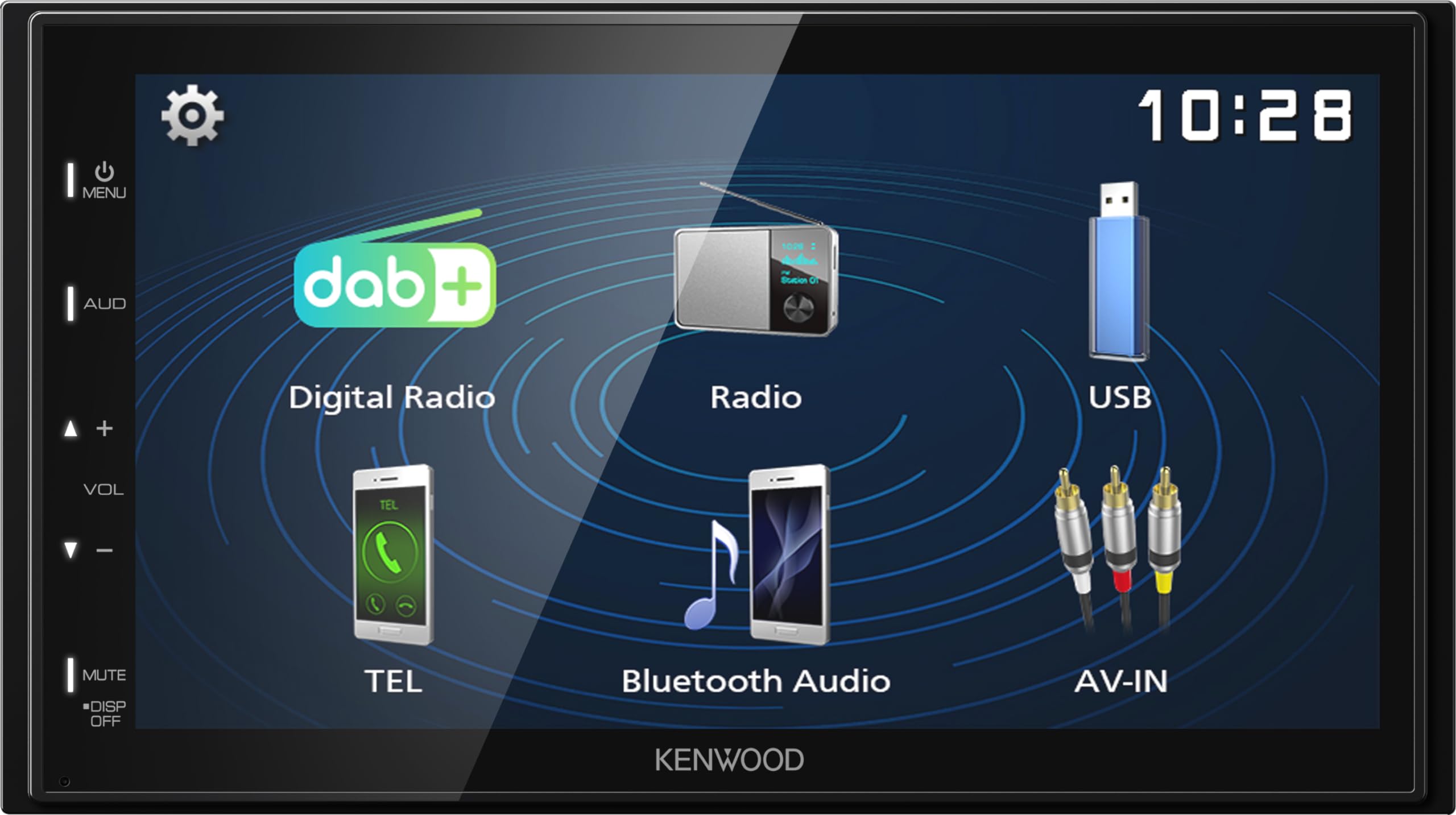 KENWOOD DMX129DAB - 17,3 cm (6,8") Digital Media AV-amplituner z funkcją Quick Boot i Android USB (4x45W, DSP, DAB+/UKW, BT, 3X Pre-Out 2V, USB, iPod/iPhone Control)