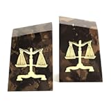Bey-Berk Tiger Eye Marble Legal Bookends with Gold Plated Scales of Justice Emblem